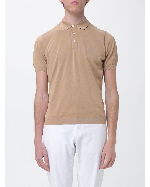 Drumohr White Cotton Knit Polo Shirt for men