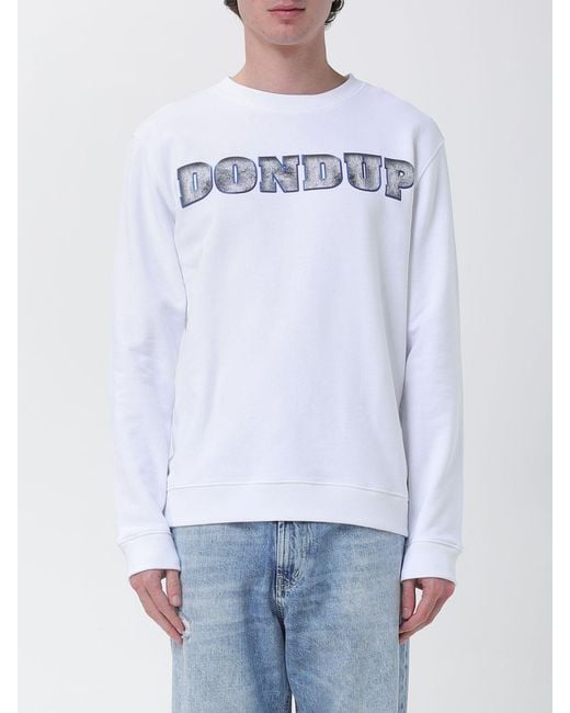 Dondup White Cotton Crew Neck Sweatshirt With Logo for men