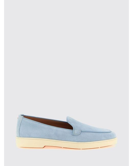 Santoni Blue Suede Loafer