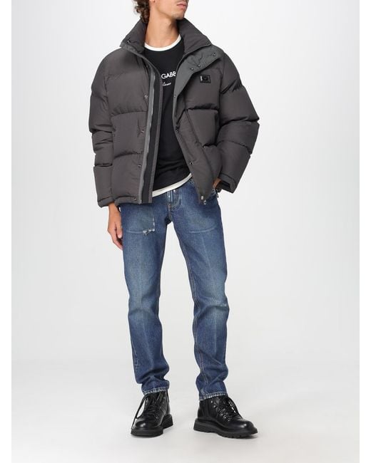 Dolce & Gabbana Gray Dolce &Amp Gabbana Nylon Down Jacket With Hood for men
