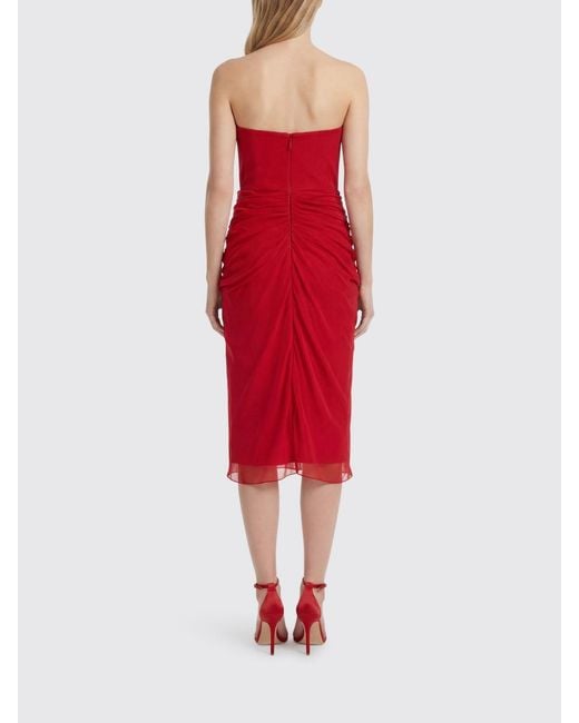 Carolina Herrera Red Silk Midi Dress