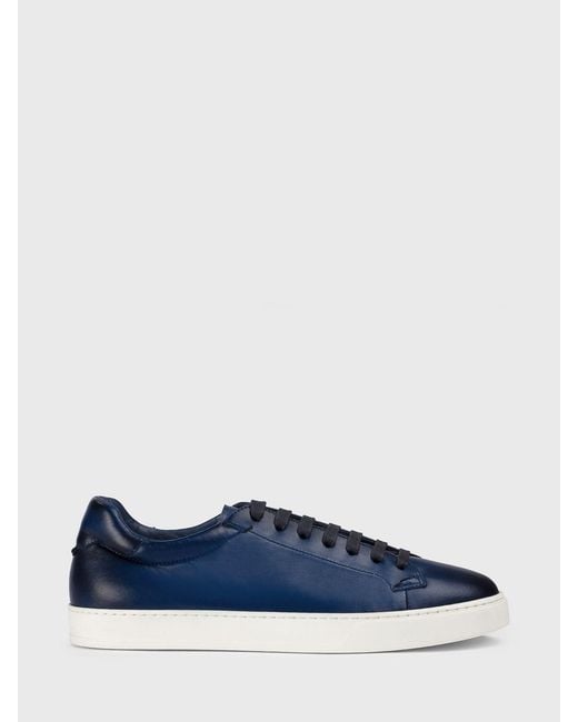 Doucal's Blue Leather Sneakers for men