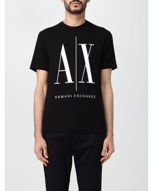 T-shirt di cotone di Armani Exchange in Black da Uomo