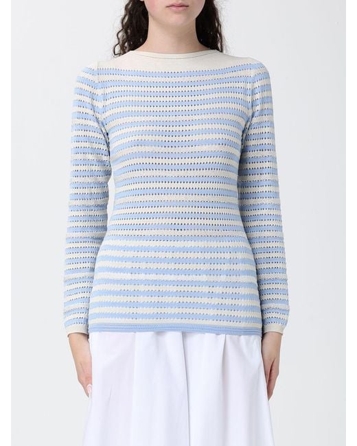 Fabiana Filippi Blue Striped Cotton Knit Top