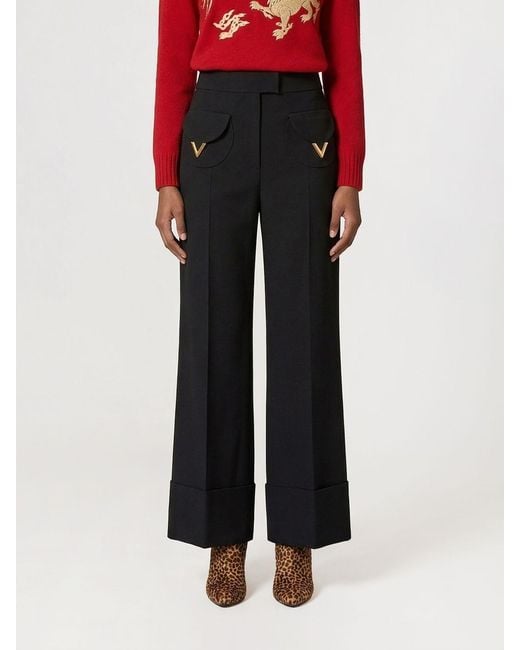 Valentino Black Wide-Leg Trousers