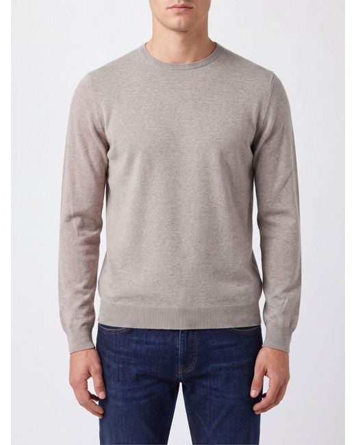 Tagliatore Gray 100% Wool Crew-Neck Jumper With Ribbed Trims for men