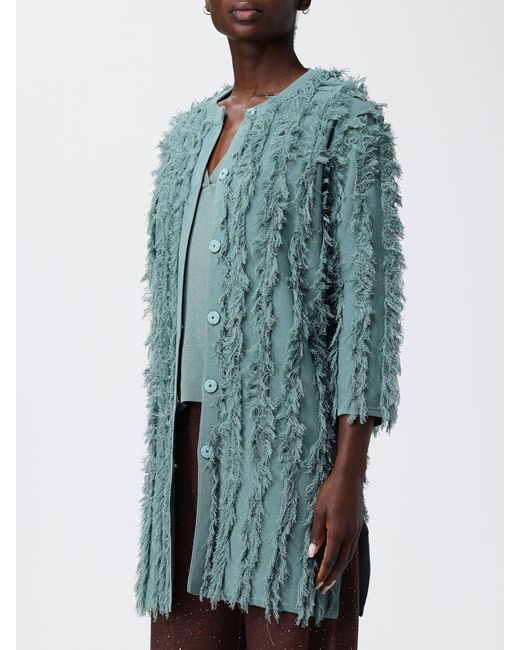 Kangra Blue Cotton Cardigan With Fringes