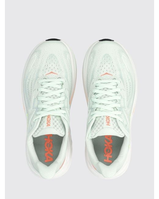Hoka One One White Clifton 10 Mesh Sneakers
