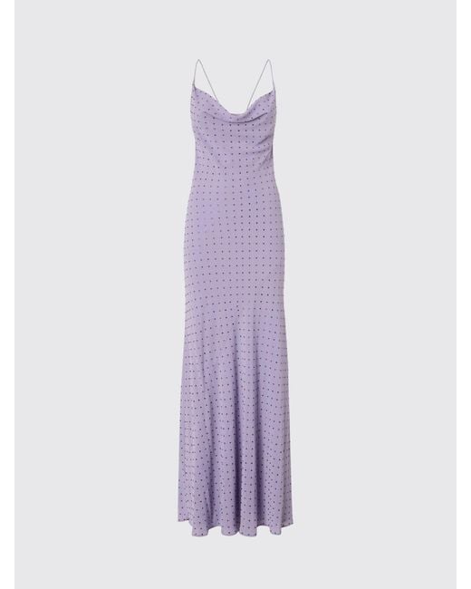 Pinko Purple Farro Crepe De Chine Dress With Rhinestones