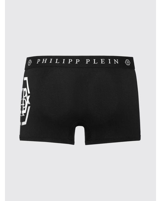 Philipp Plein Black Stretch Cotton Boxer Shorts With Hexagon Logo Waistband for men