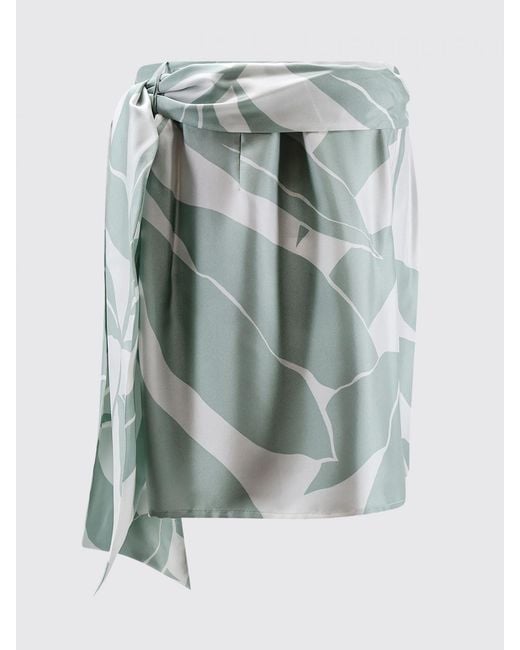 Max Mara Blue Printed Silk Pareo Skirt