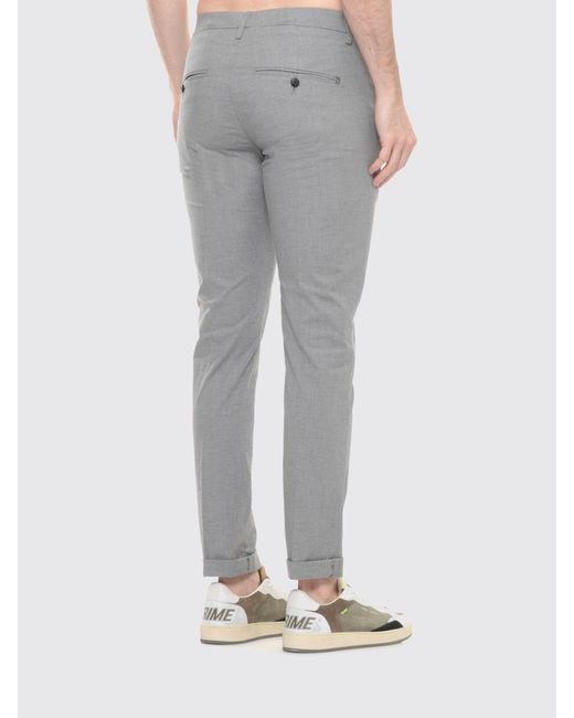Dondup Gray Stretch Cotton Chino Trousers for men