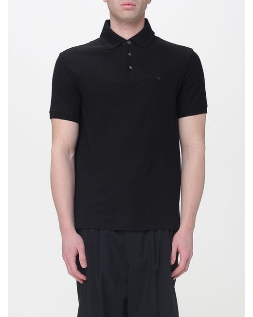 Emporio Armani Black Cotton Polo Shirt for men