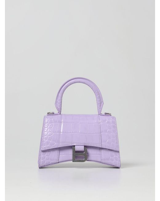 Balenciaga Purple Hourglass Top Handle Xs Leather Bag