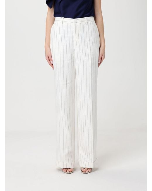 Polo Ralph Lauren White Striped Cotton Palazzo Trousers