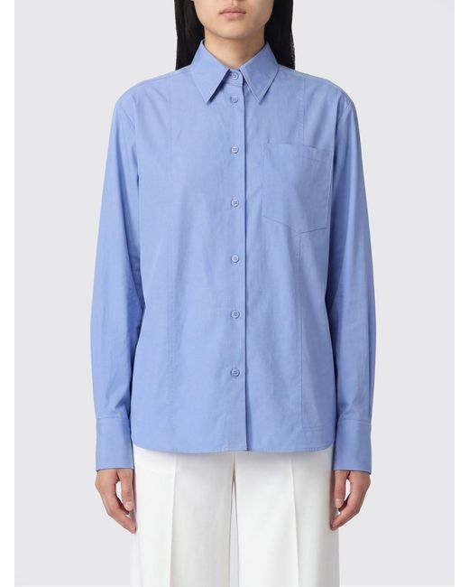 Semicouture Blue Slim Fit Stretch-Cotton Shirt With Pointed Collar