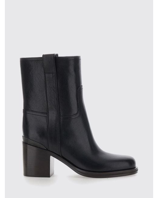 Brunello Cucinelli Black Flat Ankle Boot