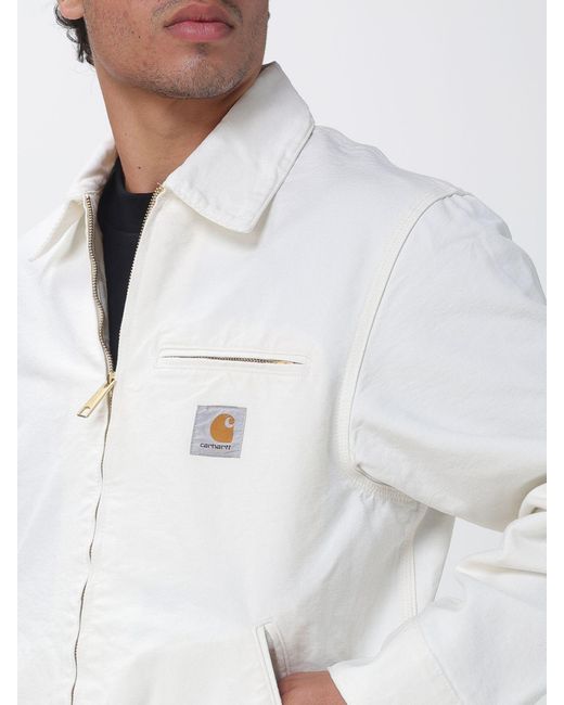Carhartt White Detroit Organic Cotton Canvas Jacket With Velvet Collar for men