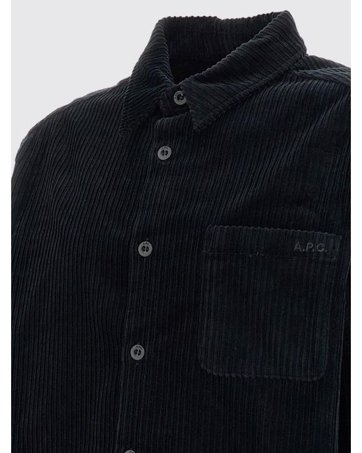 A.P.C. Blue Short Corduroy Shirt Jacket With Patch Pockets for men