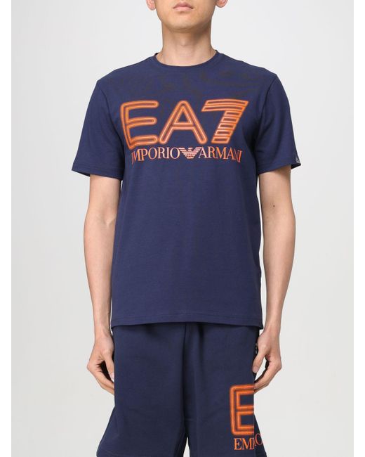T-shirt di cotone di EA7 in Blue da Uomo