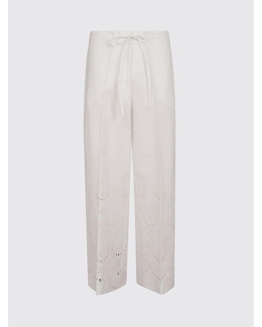 P.A.R.O.S.H. Pink P.A.R.O..H. High-Waisted Broderie Anglaise Lace Palazzo Trousers