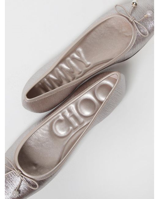Jimmy Choo White Elme Flat Glitter Ballerina Flats