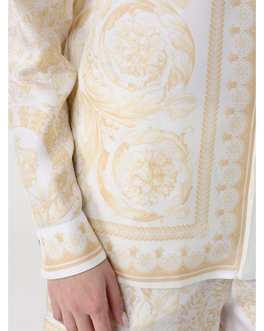 Versace Natural Silk Shirt With Baroque Print