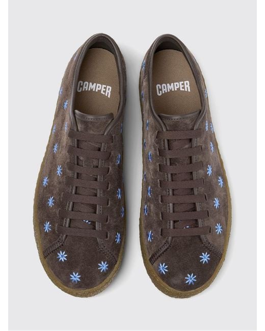 Camper White Peu Terreno Suede Sneakers With Floral Embroidery for men