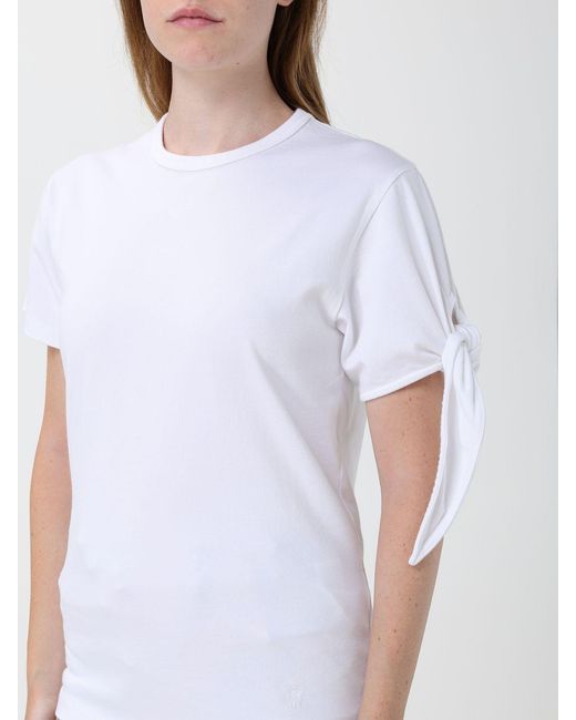 J.W. Anderson White Slim Fit Cotton T-Shirt With Bow Appliqué