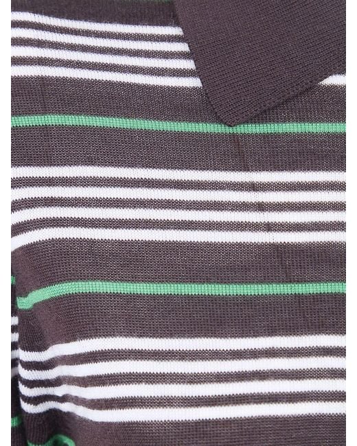 P.A.R.O.S.H. Brown Striped Knit Polo Shirt P.A.R.O.S.H