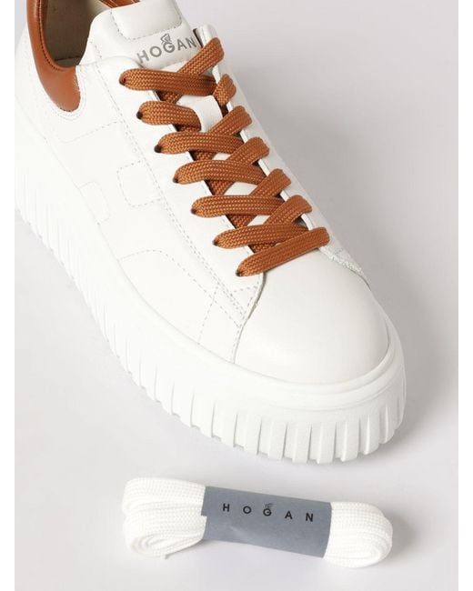 Hogan Natural H-Stripes Nappa Leather Sneakers