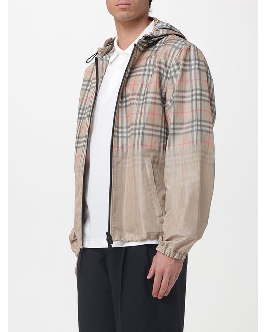 Burberry Natural Check Polyester Windbreaker Jacket for men