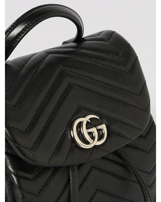 Gucci Black Gg Marmont Chevron Quilted Nappa Backpack