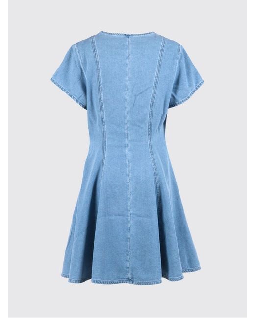 7 For All Mankind Blue Cotton Blend Mini Dress