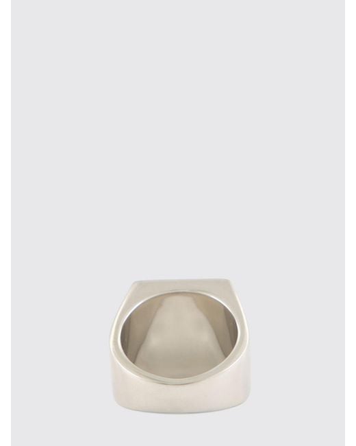 MM6 by Maison Margiela White Rectangular Brass Ring With Engraved Numeric Logo Detail for men