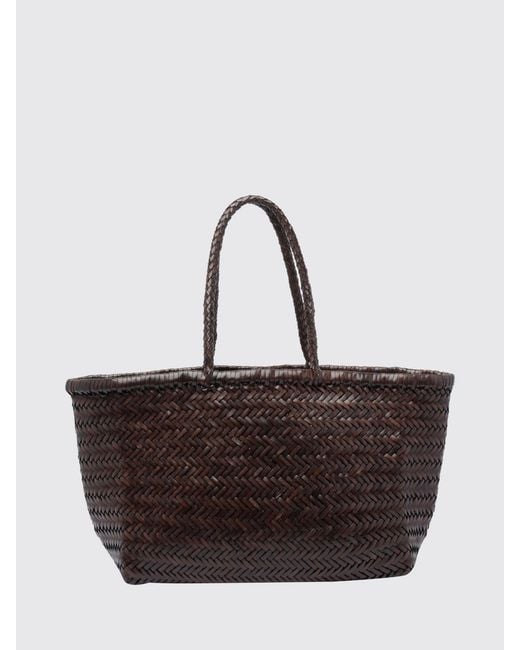 Dragon Diffusion Brown Woven Leather Handbag With Double Handle