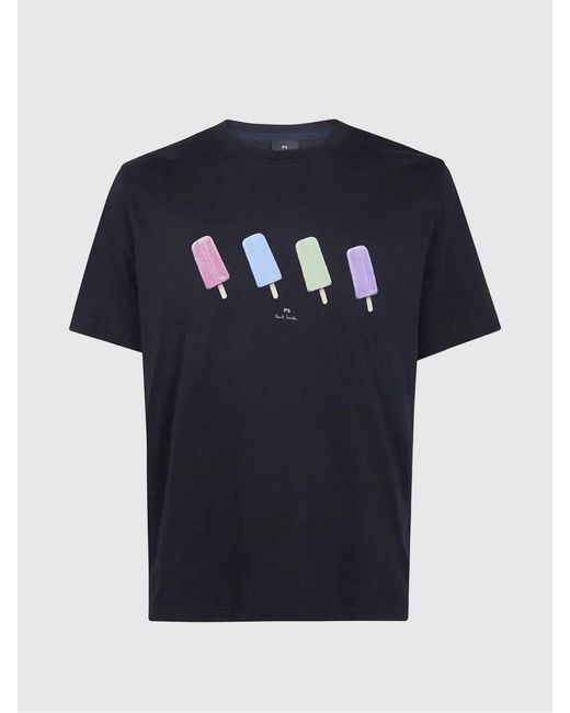Paul Smith Blue Crew Neck Cotton T-Shirt for men