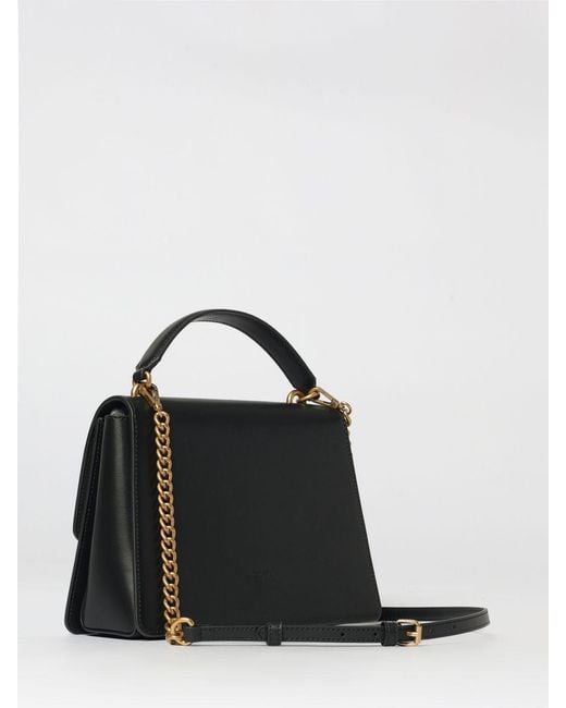 Pinko Black Love One Top Handle Light Leather Bag