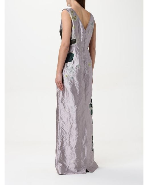 Erdem White Floral Print Sleeveless Gown