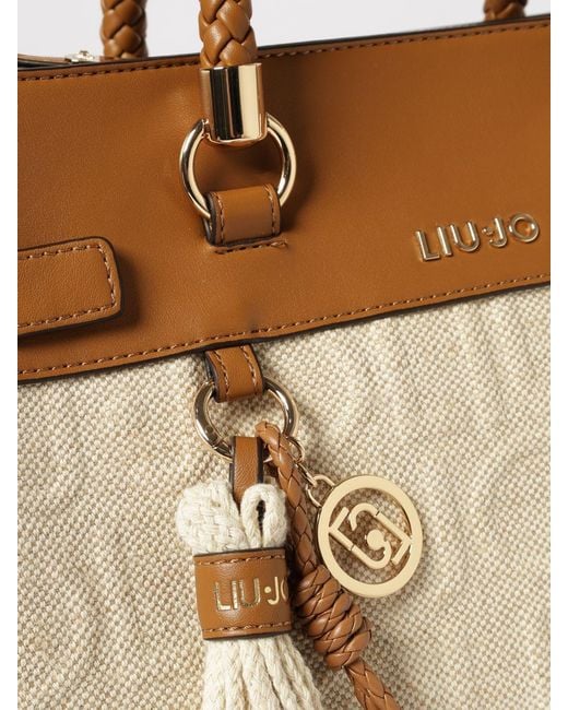 Liu Jo Natural Canvas And Faux Leather Bag