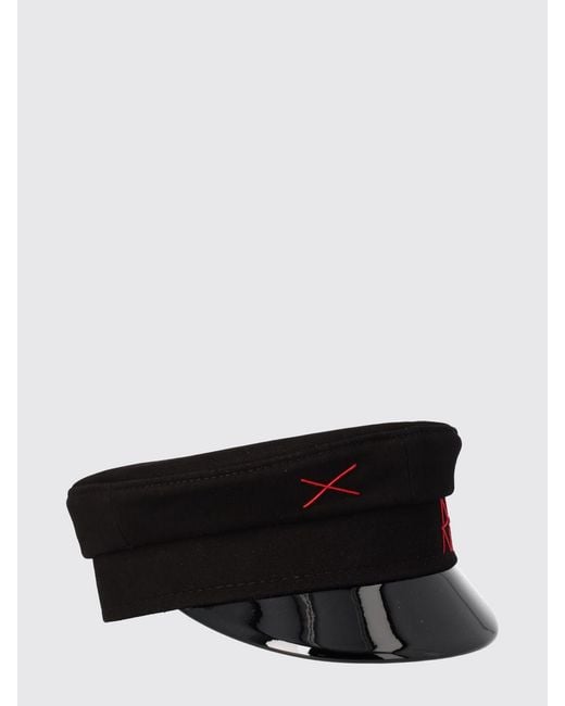 Ruslan Baginskiy Black Cotton Baker Boy Hat With Contrasting Embroidered Logo