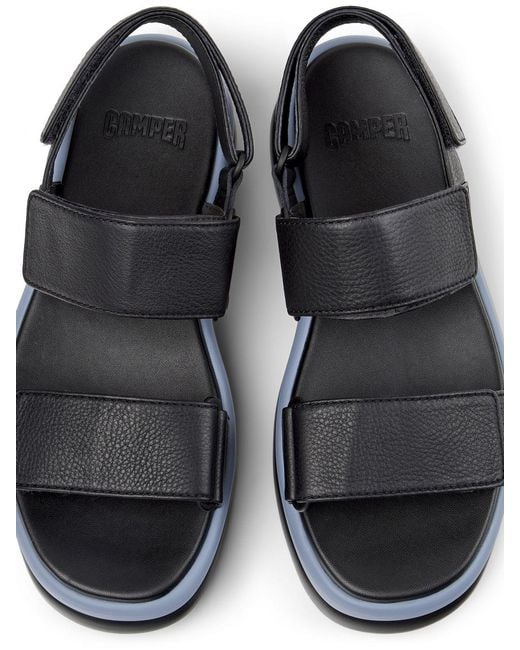 Camper Blue Pelotas Flota Up Grained Leather Sandals