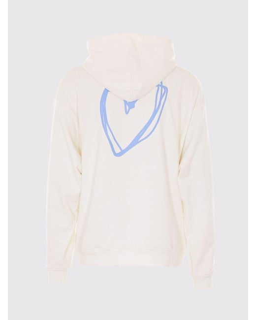Vision Of Super White Cotton Hoodie With Hearts Print And Pocket for men