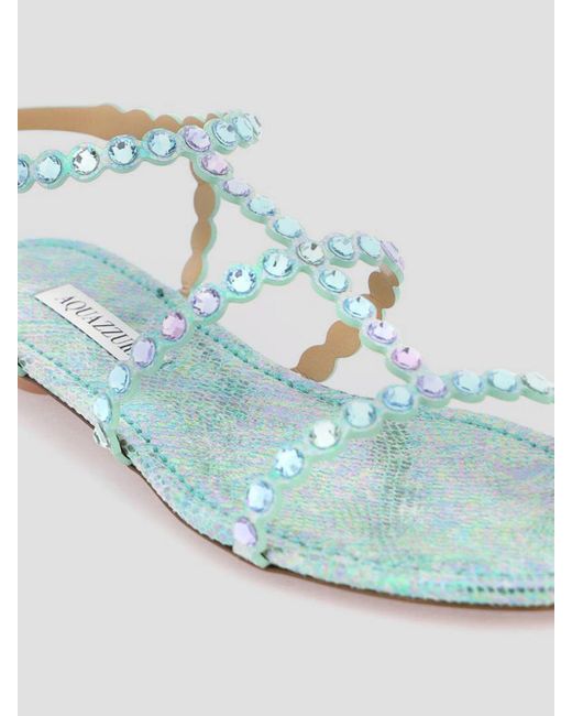 Aquazzura Blue Flat Sandals