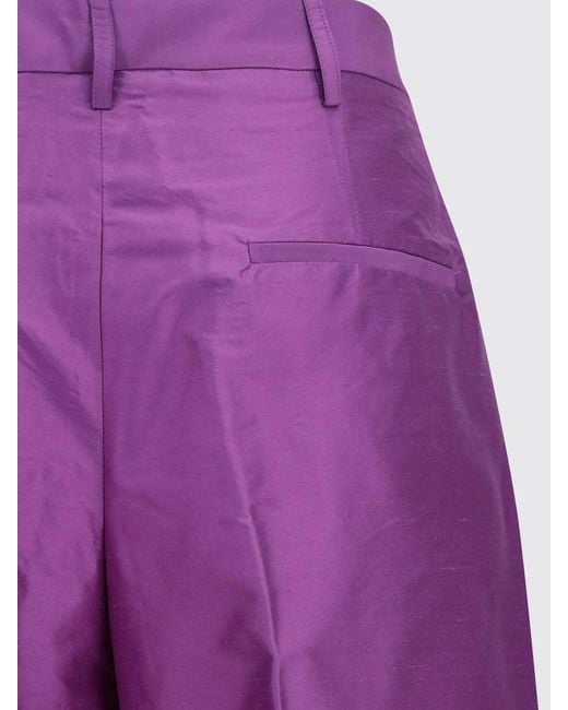 Sara Roka Purple Wide Silk Trousers
