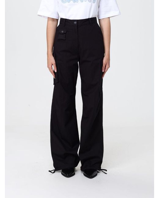 Ganni Black Stretch Cotton Cargo Trousers