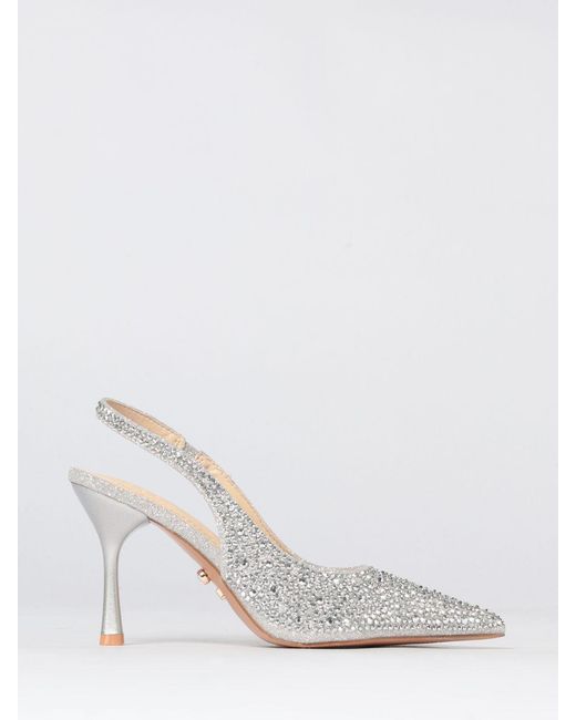 Twentyfourhaitch White Phuket Rhinestone Fabric Slingback