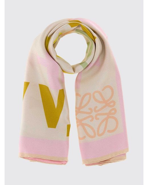 Loewe Pink Bedruckter Seidenschal