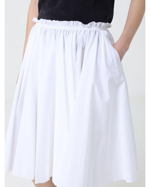 AMI White Pleated Cotton Skirt
