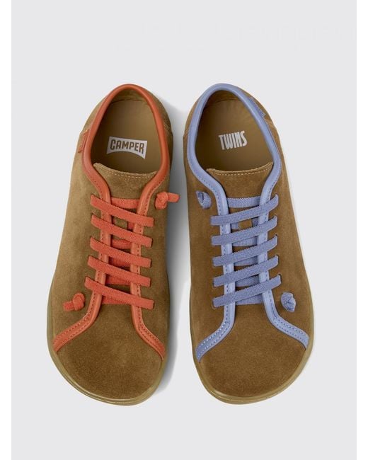 Camper Brown Twins Suede And Recycled Pet Sneakers